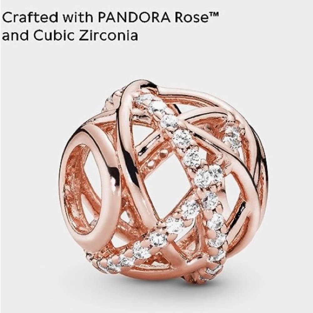 Pandora Charm - Jewelry Sparkling and Polished Lines Cubic Zirconia in Rose